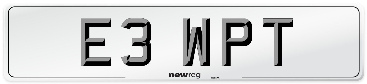 E3 WPT Number Plate from New Reg